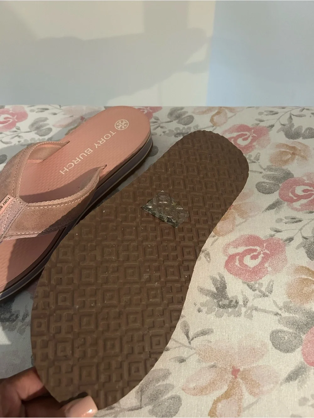 Tory Burch Blush Pink Thong Sandals with Suede Straps